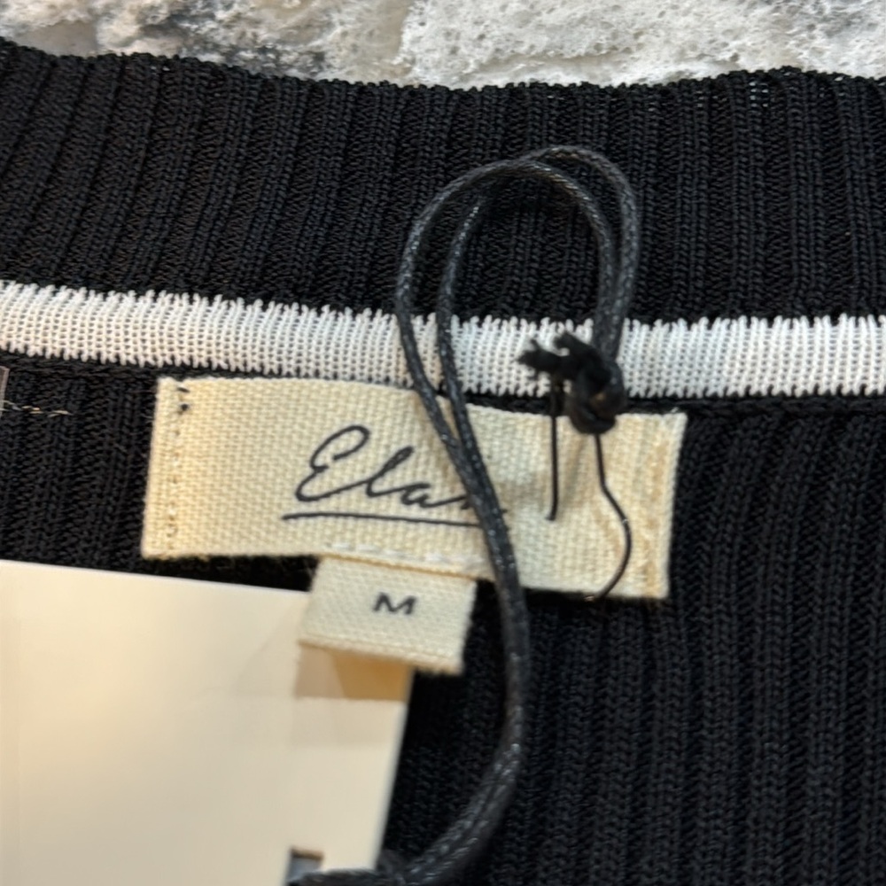 Elan | Wyonna Classic V-Neck Sweater in Black White Size M Medium - Picture 8 of 11